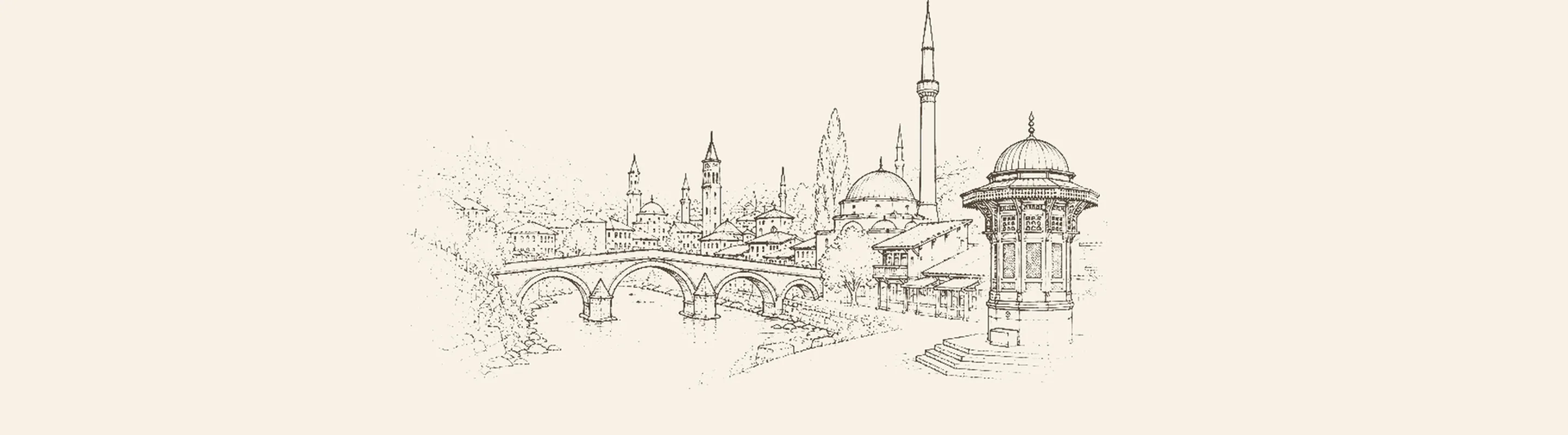 Saraybosna'nın Başçarşı'sı, minareler ve vadiyi saran yamaç evleri