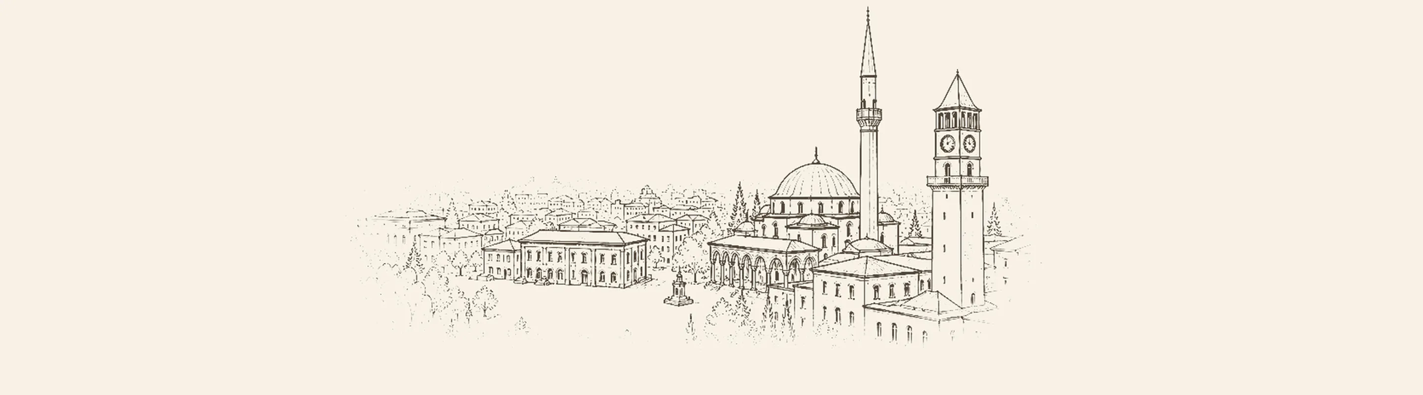 Tiran'ın meydan çevresindeki silueti ve arkasında yükselen Dajti Dağı