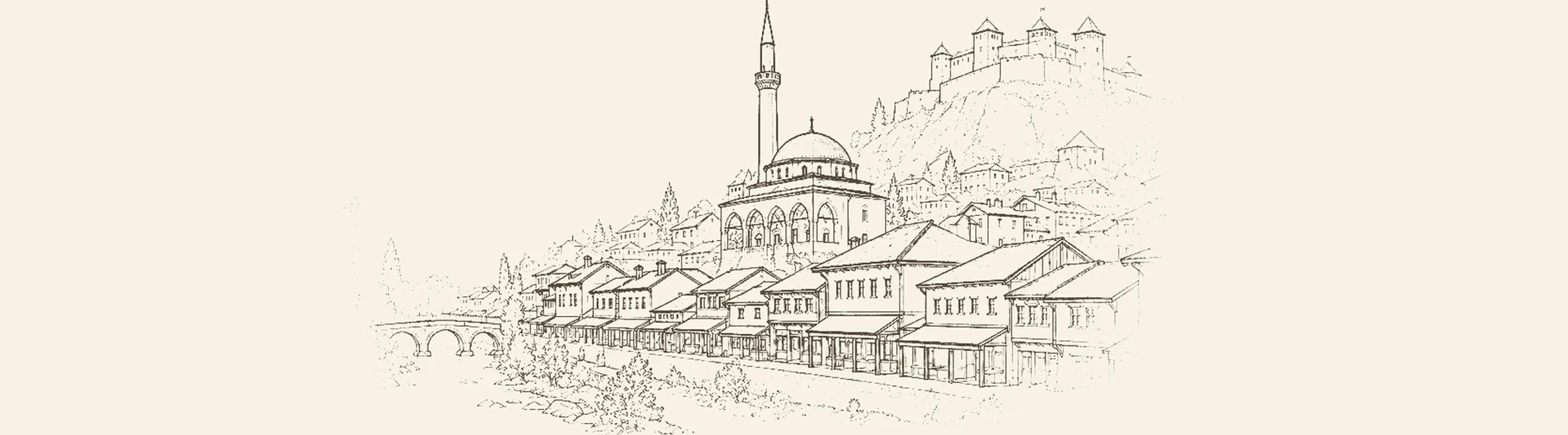 Travnik'in kalesi, alaca camisi ve arkasındaki Vlašić dağı